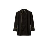 MKWorkwear OSAKA Şef Ceketi – Modern Aşçı Kıyafeti | Erkek & Kadın Kullanıma Uygun | Kişiye Özel Üniforma ve İş Elbiseleri (Siyah-Gold Biyeli, L)