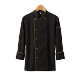 MKWorkwear OSAKA Şef Ceketi – Modern Aşçı Kıyafeti | Erkek & Kadın Kullanıma Uygun | Kişiye Özel Üniforma ve İş Elbiseleri (Siyah-Gold Biyeli, S)