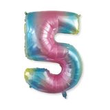 MKYS 5 Yaş -Rakam Sayı Folyo Balon 100 Cm Rengarenk -Gökkuşağı Renkli Folyo Balon-Helyum Gazı Uyumludur