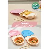 M&L LUNCH BOX 3 Bölmeli Beslenme Kutusu - Kendinden Kaşıklı Çatallı Kapaklı Mama Kabı (500 ml)