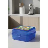M&L Lunch Box 4 Bölmeli Beslenme Kutusu - Kaşık ve Çatal Setli Okul Beslenme Kabı - Mavi Arazi Aracı