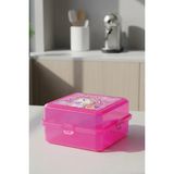 M&L Lunch Box 4 Bölmeli Beslenme Kutusu - Kaşık ve Çatal Setli Okul Beslenme Kabı - Pembe Unicorn
