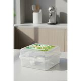 M&L Lunch Box 4 Bölmeli Beslenme Kutusu - Kaşık ve Çatal Setli Okul Beslenme Kabı - Şeffaf Dinazor