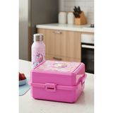 M&L Lunch Box 4 Bölmeli Beslenme Kutusu - Kaşık ve Çatal Setli Pratik Okul Beslenme Kabı - Pembe Unicorn