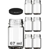 ml Şeffaf Shot Kavanoz 67 cc Konserve Metal Siyah Kapaklı Cam Kavanoz 6 Adet