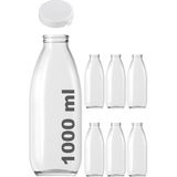 ml Şeffaf Sürahi Süt, Ayran, Su, Limonata, Meşrubat Şişesi 1000 cc Yırtmalı Kapaklı Cam Şi