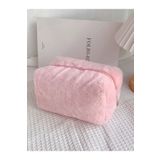 mlio Pembe peluş makyaj çantası seyahat ve kozmetik çantası