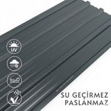 MM DEMİR MARKET mm Demir Market Metal Trapez Sac 2 Metre 0.40 mm 15 Adet Çatı Kaplama Galvaniz Sac-Su Yalıtımı-Çatı Kaplama - Antrasit - Gri