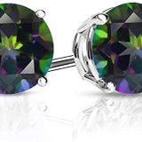 MM Madam&Matmazel Kadın Modası Madam Matmazel Mistik Topaz Gümüş Küpe, 925 Ayar, Elmas Kesim (5mm, Som Gümüş)