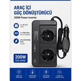 MMctech 200 Watt 12-220V Çakmak Çevirici Modified Sinus Inverter Çevirici Superbox-Pc