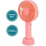 MMctech 3 Kademeli Cep Boyu Sessiz Taşınabilir Mini Fan USB Şarjlı Pervaneli Soğutucu Küçük El Vantilatörü - Pembe
