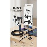MMctech Çok Uçlu Çoklu 6in1 Kablo Üçlü Örgülü Hızlı Şarj Kablosu 1.2m