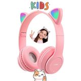 Mmctech Kedi Kulağı Bluetooth Kablosuz Kulaklık Işıklı Rgb Çocuk Oyun Kulaklığı Radyolu Cocuk Kulaklık