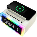 MMctech Rgb Işıklı Bluetooth Hoparlör Dijital Saat Çalar Saat Kablosuz Şarj ve Çok Renkli LED Aydınlatma Hoparlör