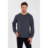 MMetalic Bisiklet Yaka Etiket Detayı İçi Pamuklu Erkek Sweatshirt Antrasit