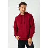 MMetalic Bordo Erkek Kapüşonlu Kanguru Cepli Sweatshirt