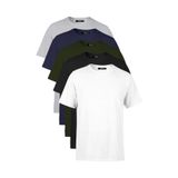 MMETALIC Erkek Çok Renkli T- Shirt Regular Fit Rahat Kesim Bisiklet Yaka 5'li Basic Tişört Paketi Haki2 XS