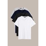 MMETALIC Erkek Çok Renkli T- Shirt Regular Fit Rahat Kesim V Yaka 4'lü Basic Tişört Paketi XL