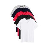 MMETALIC Erkek Çok Renkli T- Shirt Regular Fit Rahat Kesim V Yaka 5'li Basic Tişört Paketi (kırmızı / 2XL)