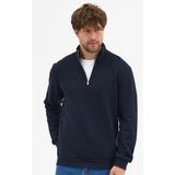 Mmetalic Erkek Lacivert Standart Fit Normal Kesim Pamuklu Yarım Fermuarlı Dik Yaka Pamuklu Sweatshirt - 2XL