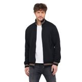 MMETALIC Erkek Siyah Regular Fit Dik Yaka Fermuarlı Uzun Kollu Hırka (SİYAH / 4XL)