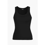 MMETALIC Kadın Siyah Fitilli Görünümlü Askılı Kalın Basic Atlet Bluz XL