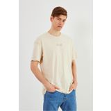 mmetalic Leo Erkek Oversize Tshirt %100 Pamuk Bisiklet Yaka Baskı Detaylı Basic Taş Tişört