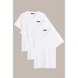 Mmetalic Metalıc Erkek Çok Renkli T- Shirt Regular Fit Rahat Kesim V Yaka 3'lü Basic Tişört Paketi - 2XL - Beyaz