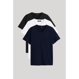 Mmetalic Metalıc Erkek Çok Renkli T- Shirt Regular Fit Rahat Kesim V Yaka 3'lü Basic Tişört Paketi - XL - Lacivert