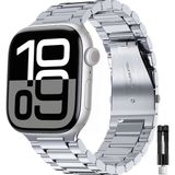 MMP Shop Apple Watch Seri 10 46MM Uyumlu Paslanmaz Çelik Akıllı Saat Kordonu - Apple Watch 10 46mm - Gümüş