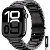 MMP Shop Apple Watch Seri 2 3 4 5 6 7 8 Se Ultra Uyumlu 38 40 41MM Paslanmaz Çelik Akıllı Saat Kordonu - Apple Watch 38-40-41mm - Siyah