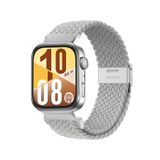 MMP SHOP Huawei Watch Fit 3 / Fit 4 / Fit 4 Pro İle Uyumlu Metal Clips Kumaş Örgü Akıllı Saat Kordon Gri