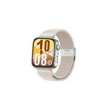 MMP SHOP Huawei Watch Fit 3 / Fit 4 / Fit 4 Pro İle Uyumlu Metal Clips Kumaş Örgü Akıllı Saat Kordon Starlight