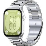 MMP Shop Huawei Watch Fit 5 / Fit 5 Pro / Fit 4 / Fit 4 Pro / Fit 3 Uyumlu Paslanmaz Çelik Akıllı Saat Kordonu - Ayarlanabilir Metal Toka - Pim Sökme Aparatı Hediyeli - Gümüş - HW Fit 5/4/3