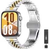 MMP Shop Huawei Watch Fit 5 / Fit 5 Pro / Fit 4 / Fit 4 Pro / Fit 3 Uyumlu Paslanmaz Çelik Akıllı Saat Kordonu - HW Watch Fit3- Fit4- Fit4Pro - Gümüş - Altın