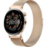 MMP Shop Huawei Watch GT3 42mm / GT2 42mm Uyumlu 20MM Metal Örgü Hasır Manyetik Kordon - Rose Gold - HW GT2 / GT3 42mm