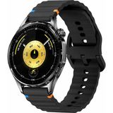 MMP Shop Huawei Watch Gt3 / Gt4 / Gt4 Pro / Gt5 / Gt5 Pro / Gt6 / Gt6 Pro 46MM Uyumlu Dalgalı Tokalı Silikon Spor Kordon - HW GT3/4/5/6 46mm - Siyah