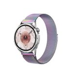 MMP SHOP Huawei Watch Gt3 / Gt4 / Gt5 / Gt5 Pro / Gt6 / Gt6 Pro 46Mm İle Uyumlu Manyetik Metal Hasır Örgü Kordon Gökkuşağı