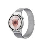 MMP SHOP Huawei Watch Gt3 / Gt4 / Gt5 / Gt5 Pro / Gt6 / Gt6 Pro 46Mm İle Uyumlu Manyetik Metal Hasır Örgü Kordon Gümüş