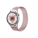 MMP SHOP Huawei Watch Gt3 / Gt4 / Gt5 / Gt5 Pro / Gt6 / Gt6 Pro 46Mm İle Uyumlu Manyetik Metal Hasır Örgü Kordon Pembe
