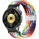 MMP Shop Huawei Watch Gt3 / Gt4 / Gt5 / Gt5 Pro / Gt6 / Gt6 Pro 46MM Uyumlu Metal Klips Hasır Örgü Spor Kordon - Gökkuşağı