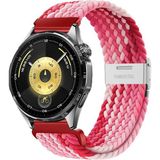 MMP Shop Huawei Watch Gt3 / Gt4 / Gt5 / Gt5 Pro / Gt6 / Gt6 Pro 46MM Uyumlu Metal Klips Hasır Örgü Spor Kordon - Kırmızı - Beyaz