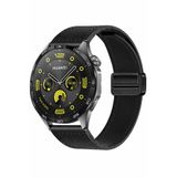 MMP SHOP Huawei Watch Gt4 46Mm İle Uyumlu Manyetik Tokalı Suni Deri Kordon Siyah