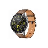 MMP SHOP Huawei Watch Gt4 46Mm İle Uyumlu Yüksek Kalite Dikiş Detaylı Metal Tokalı Pu Deri Kordon Kahverengi