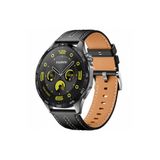 MMP SHOP Huawei Watch Gt4 46Mm İle Uyumlu Yüksek Kalite Dikiş Detaylı Metal Tokalı Pu Deri Kordon Siyah