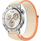MMP Shop Huawei Watch Gt4 / Gt5 / Gt5 Pro / Gt6 / Gt6 Pro 46MM Uyumlu Hasır Örgü Spor Cırtlı Kordon - Starlight - Turuncu - HW Watch Gt4/5/6 Pro 46mm