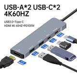 MMP Shop Macbook Pro Air Uyumlu Type-C 6in1 Dönüştürücü Çoklayıcı USB / Hdmı 4K / Type-C 100W Pd - Gri