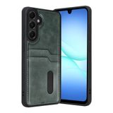 MMP SHOP Samsung Galaxy A25 İle Uyumlu Dikiş Detaylı Deri Kartvizitli Kartlıklı Kılıf Haki