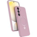 MMP Shop Samsung Galaxy A25 Uyumlu Kamera Koruma Çıkıntılı Magsafe Halka Standlı Kılıf - Açık Pembe