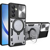 MMP Shop Samsung Galaxy S25 Uyumlu Kamera Koruma 360 Dönebilen Magsafe Halka Stand Özellikli Tank Kılıf - Glx S25 - Gümüş